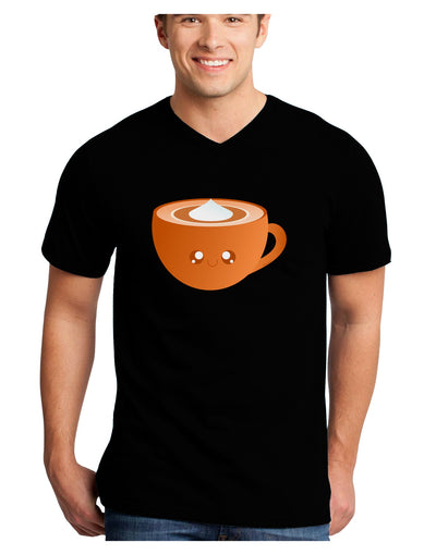 Cute Holiday Drink Pumpkin Spice Latte Adult Dark V-Neck T-Shirt-TooLoud-Black-Small-Davson Sales