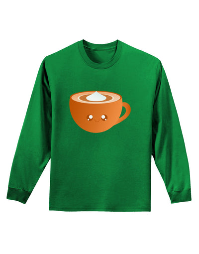 Cute Holiday Drink Pumpkin Spice Latte Adult Long Sleeve Dark T-Shirt-TooLoud-Kelly-Green-Small-Davson Sales