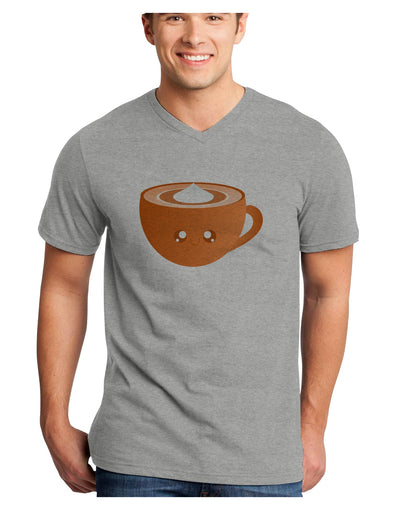 Cute Holiday Drink Pumpkin Spice Latte Adult V-Neck T-shirt-Mens V-Neck T-Shirt-TooLoud-HeatherGray-Small-Davson Sales