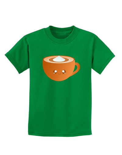 Cute Holiday Drink Pumpkin Spice Latte Childrens Dark T-Shirt-Childrens T-Shirt-TooLoud-Kelly-Green-X-Small-Davson Sales