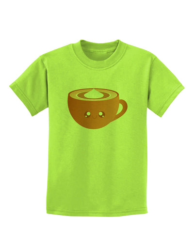 Cute Holiday Drink Pumpkin Spice Latte Childrens T-Shirt-Childrens T-Shirt-TooLoud-Lime-Green-X-Small-Davson Sales