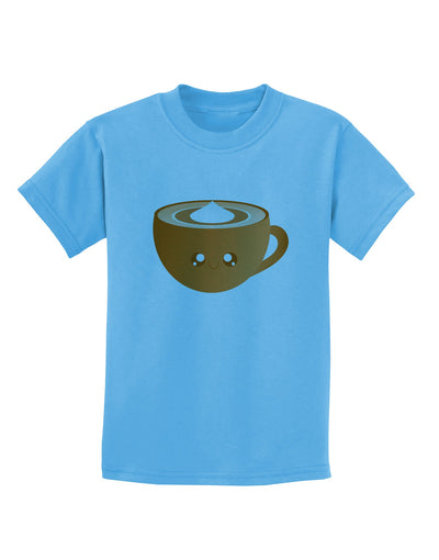 Cute Holiday Drink Pumpkin Spice Latte Childrens T-Shirt-Childrens T-Shirt-TooLoud-Aquatic-Blue-X-Small-Davson Sales