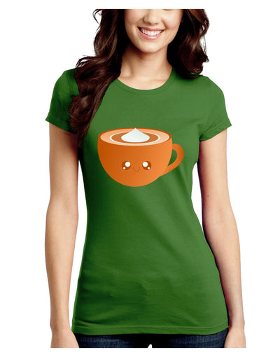 Cute Holiday Drink Pumpkin Spice Latte Juniors Crew Dark T-Shirt-T-Shirts Juniors Tops-TooLoud-Kiwi-Green-Juniors Fitted Small-Davson Sales