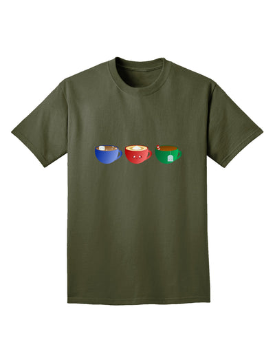 Cute Holiday Drink Set - Christmas Adult Dark T-Shirt-Mens T-Shirt-TooLoud-Military-Green-Small-Davson Sales