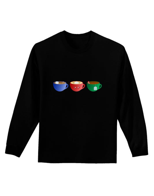 Cute Holiday Drink Set - Christmas Adult Long Sleeve Dark T-Shirt-TooLoud-Black-Small-Davson Sales