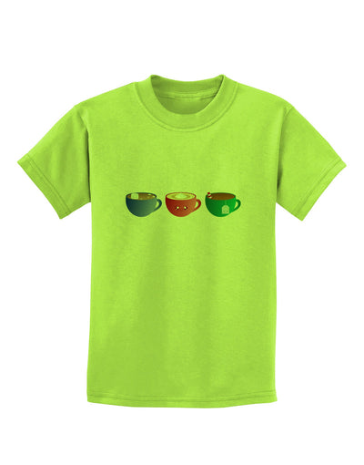 Cute Holiday Drink Set - Christmas Childrens T-Shirt-Childrens T-Shirt-TooLoud-Lime-Green-X-Small-Davson Sales