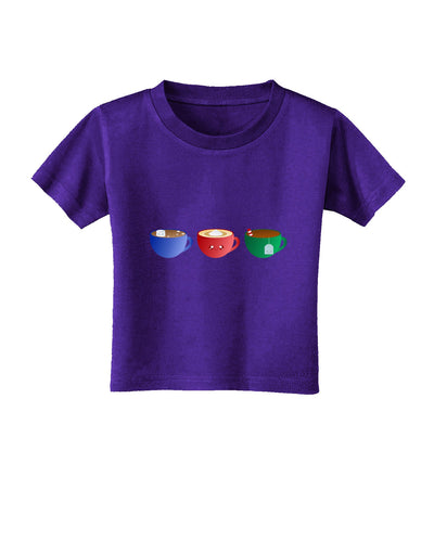 Cute Holiday Drink Set - Christmas Toddler T-Shirt Dark-Toddler T-Shirt-TooLoud-Purple-2T-Davson Sales