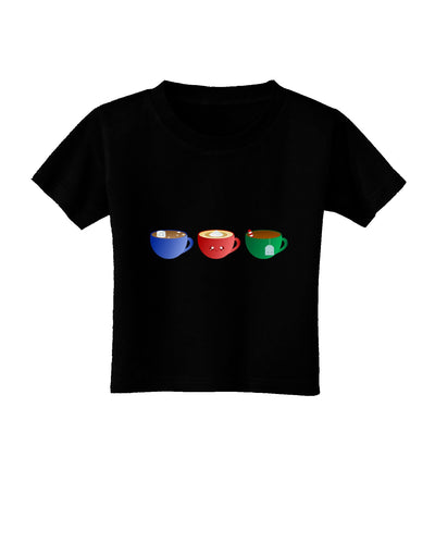 Cute Holiday Drink Set - Christmas Toddler T-Shirt Dark-Toddler T-Shirt-TooLoud-Black-2T-Davson Sales