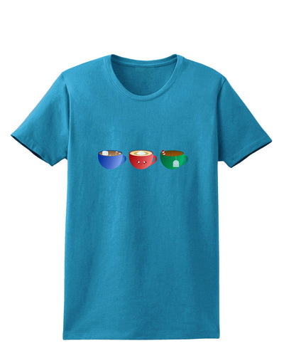 Cute Holiday Drink Set - Christmas Womens Dark T-Shirt-TooLoud-Turquoise-X-Small-Davson Sales