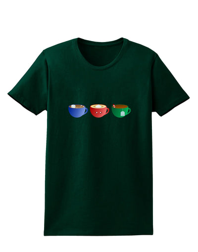 Cute Holiday Drink Set - Christmas Womens Dark T-Shirt-TooLoud-Forest-Green-Small-Davson Sales