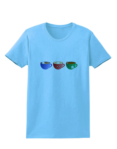 Cute Holiday Drink Set - Christmas Womens T-Shirt-Womens T-Shirt-TooLoud-Aquatic-Blue-X-Small-Davson Sales