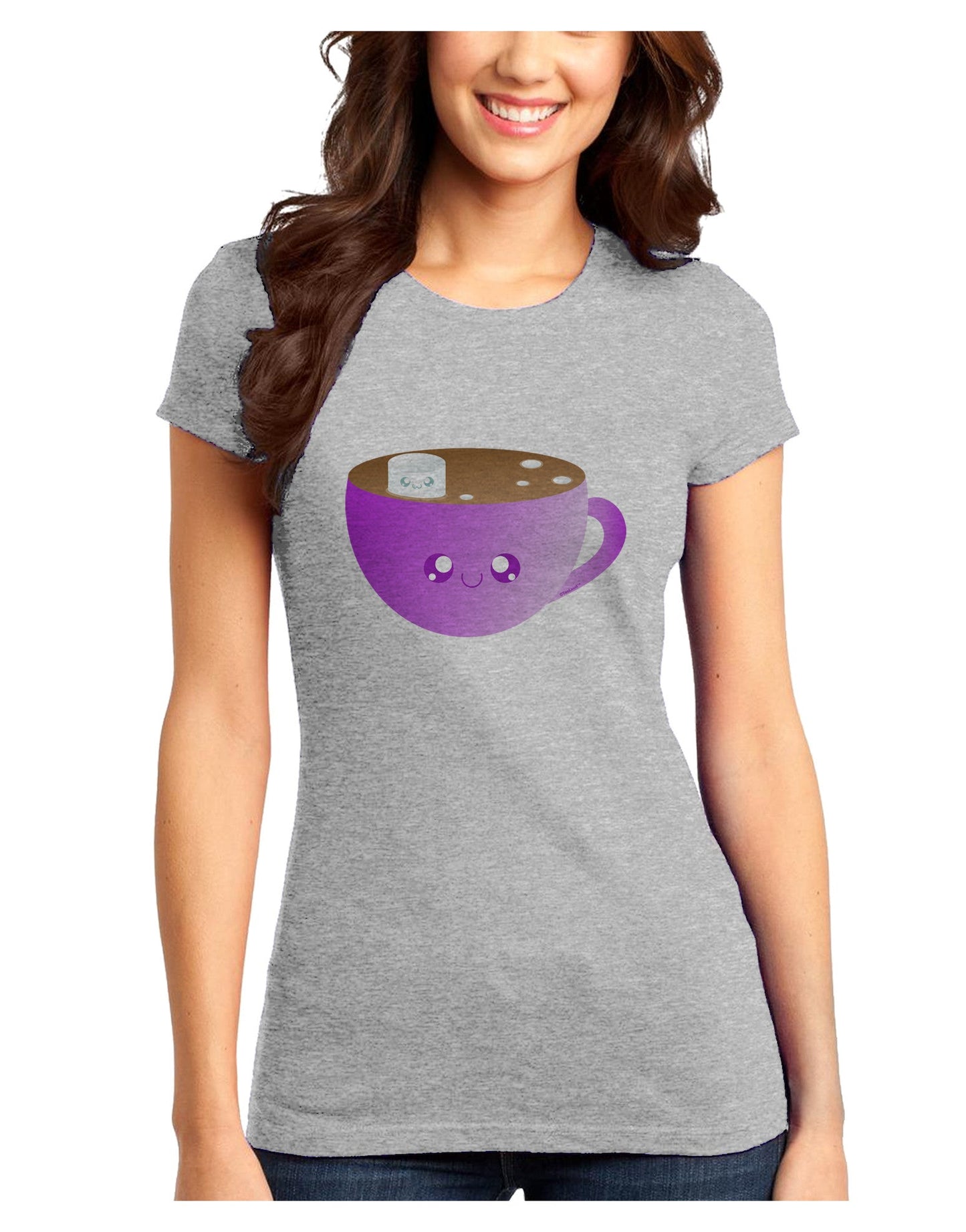 Cute Hot Cocoa Christmas Juniors T-Shirt-Womens Juniors T-Shirt-TooLoud-Ash-Gray-Juniors Fitted XS-Davson Sales