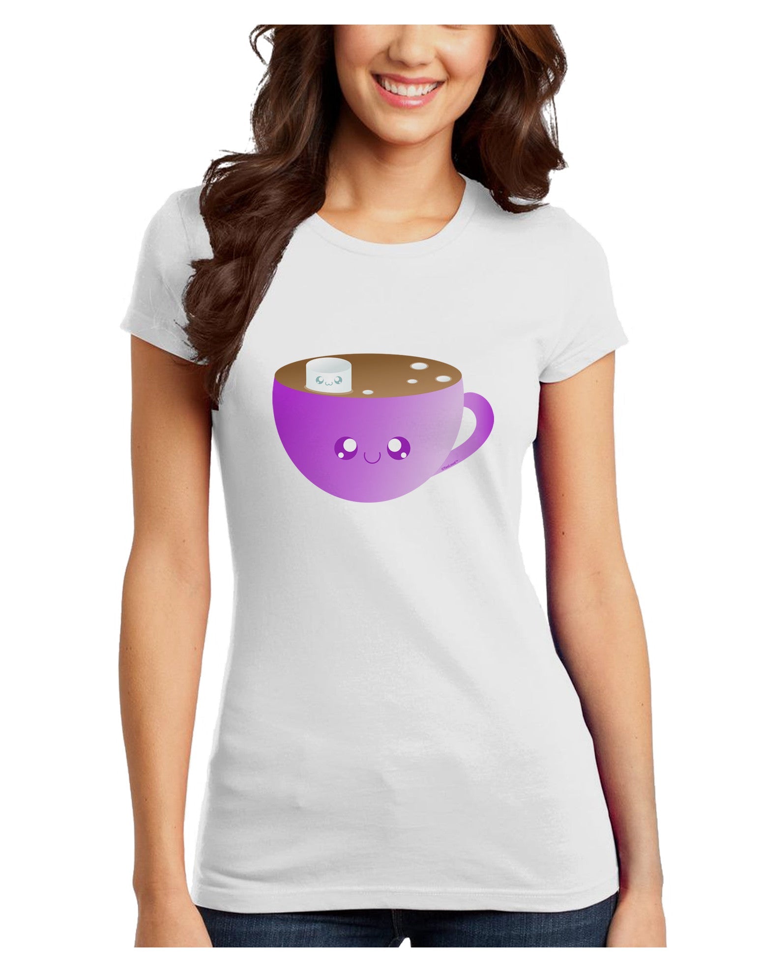 Cute Hot Cocoa Christmas Juniors T-Shirt-Womens Juniors T-Shirt-TooLoud-White-Juniors Fitted XS-Davson Sales