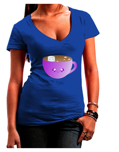 Cute Hot Cocoa Christmas Juniors V-Neck Dark T-Shirt-Womens V-Neck T-Shirts-TooLoud-Royal-Blue-Juniors Fitted Small-Davson Sales