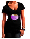 Cute Hot Cocoa Christmas Juniors V-Neck Dark T-Shirt-Womens V-Neck T-Shirts-TooLoud-Black-Juniors Fitted Small-Davson Sales