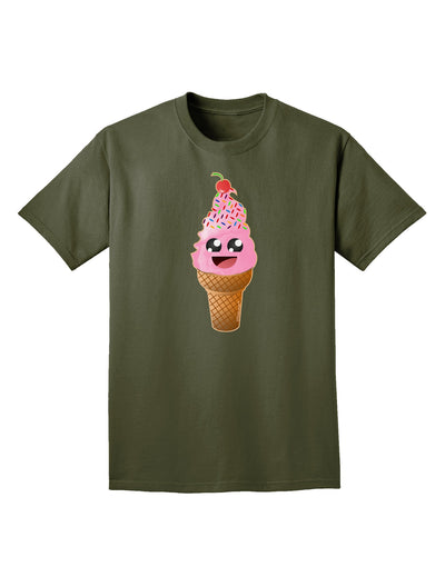 Cute Ice Cream Cone Adult Dark T-Shirt-Mens T-Shirt-TooLoud-Military-Green-Small-Davson Sales