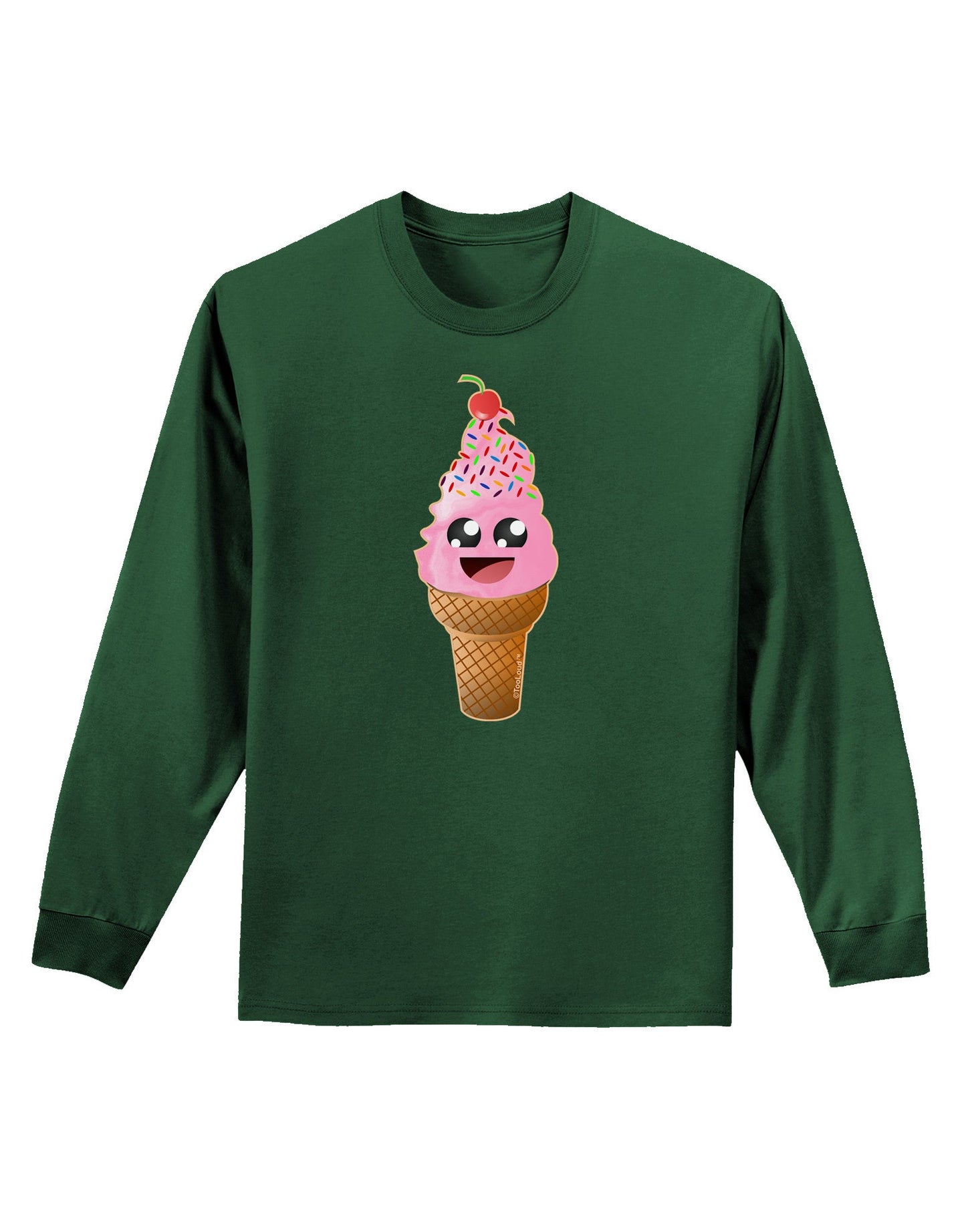 Cute Ice Cream Cone Adult Long Sleeve Dark T-Shirt-TooLoud-Dark-Green-Small-Davson Sales