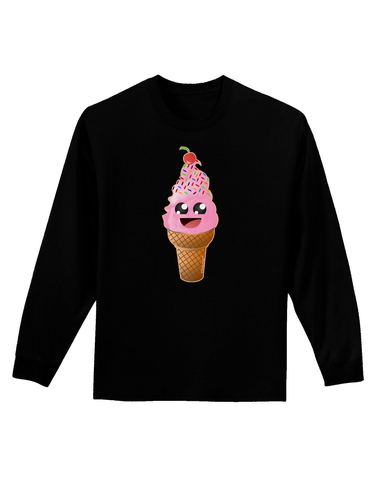 Cute Ice Cream Cone Adult Long Sleeve Dark T-Shirt-TooLoud-Black-Small-Davson Sales