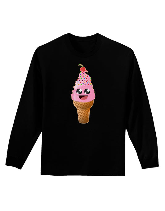 Cute Ice Cream Cone Adult Long Sleeve Dark T-Shirt-TooLoud-Black-Small-Davson Sales