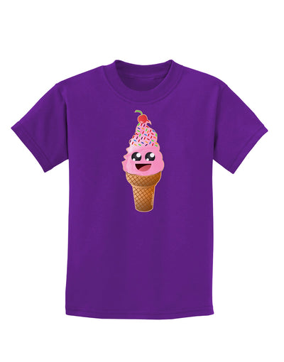 Cute Ice Cream Cone Childrens Dark T-Shirt-Childrens T-Shirt-TooLoud-Purple-X-Small-Davson Sales