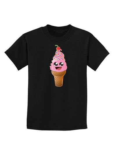 Cute Ice Cream Cone Childrens Dark T-Shirt-Childrens T-Shirt-TooLoud-Black-X-Small-Davson Sales