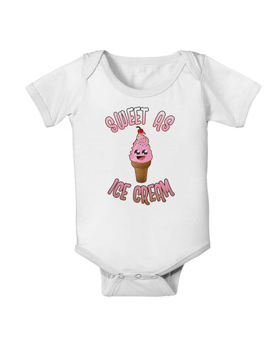 Cute Ice Cream Cone - Sweet As Ice Cream Baby Romper Bodysuit-Baby Romper-TooLoud-White-06-Months-Davson Sales