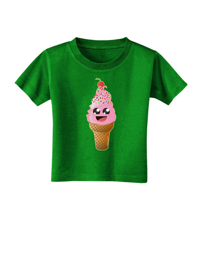 Cute Ice Cream Cone Toddler T-Shirt Dark-Toddler T-Shirt-TooLoud-Clover-Green-2T-Davson Sales