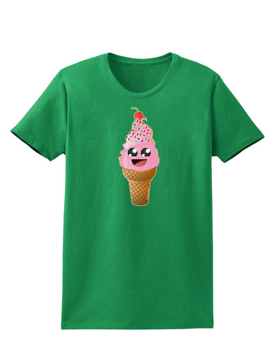 Cute Ice Cream Cone Womens Dark T-Shirt-Womens T-Shirt-TooLoud-Kelly-Green-X-Small-Davson Sales