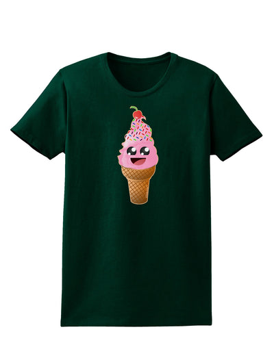 Cute Ice Cream Cone Womens Dark T-Shirt-Womens T-Shirt-TooLoud-Forest-Green-Small-Davson Sales