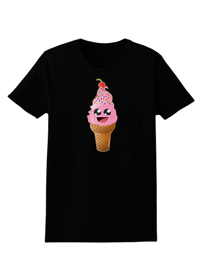 Cute Ice Cream Cone Womens Dark T-Shirt-Womens T-Shirt-TooLoud-Black-X-Small-Davson Sales