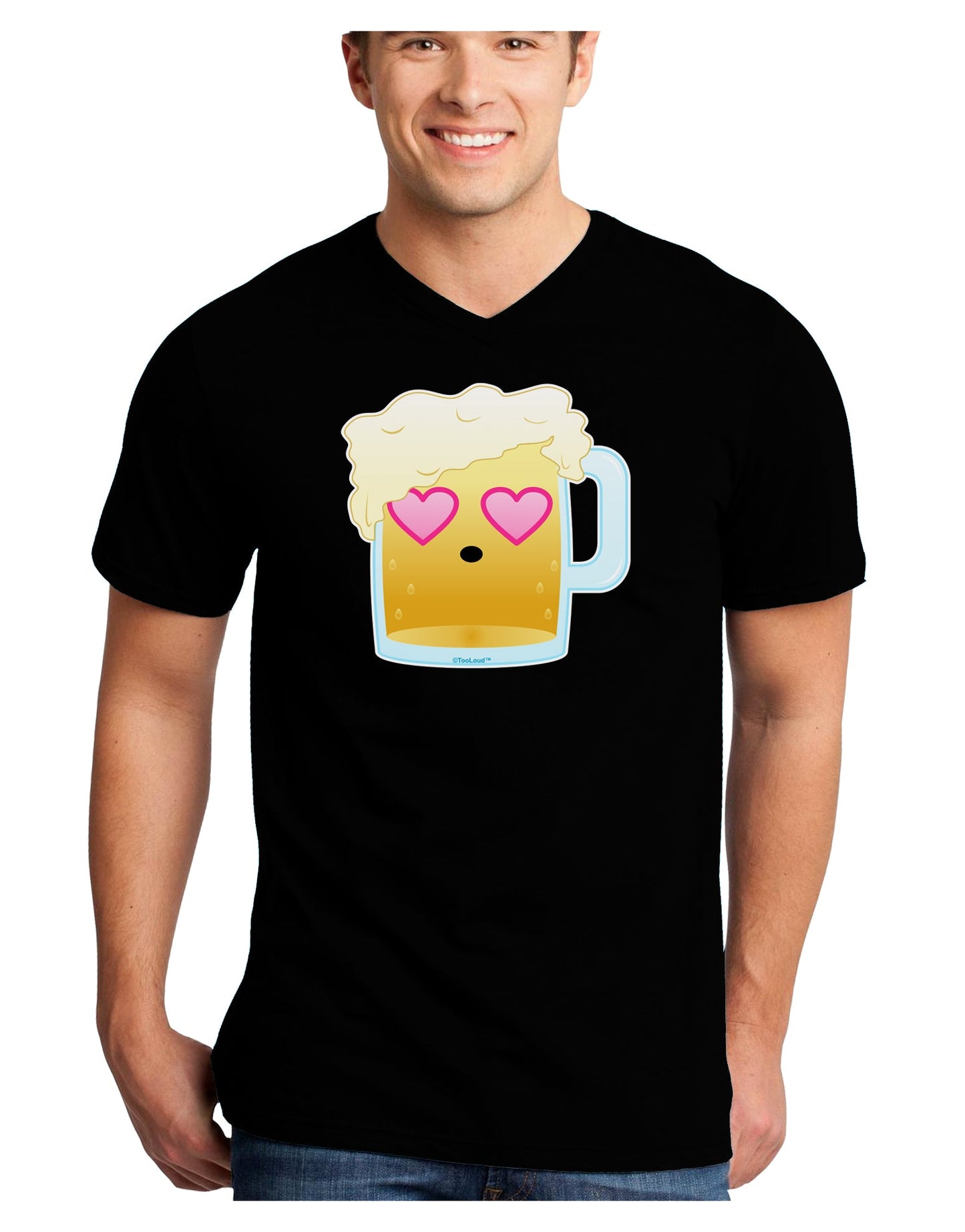 Cute Infatuated Beer Adult Dark V-Neck T-Shirt by TooLoud-Mens V-Neck T-Shirt-TooLoud-Black-Small-Davson Sales