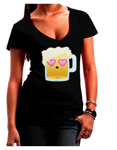 Cute Infatuated Beer Juniors V-Neck Dark T-Shirt by TooLoud-Womens V-Neck T-Shirts-TooLoud-Black-Juniors Fitted Small-Davson Sales