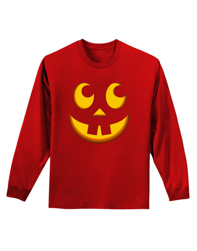 Cute Jack O Lantern Pumpkin Face Adult Long Sleeve Dark T-Shirt-TooLoud-Red-Small-Davson Sales