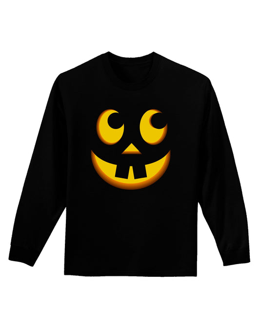 Cute Jack O Lantern Pumpkin Face Adult Long Sleeve Dark T-Shirt-TooLoud-Black-Small-Davson Sales