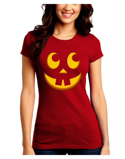 Cute Jack O Lantern Pumpkin Face Juniors Crew Dark T-Shirt-T-Shirts Juniors Tops-TooLoud-Red-Juniors Fitted Small-Davson Sales