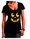 Cute Jack O Lantern Pumpkin Face Juniors V-Neck Dark T-Shirt-Womens V-Neck T-Shirts-TooLoud-Black-Small-Davson Sales