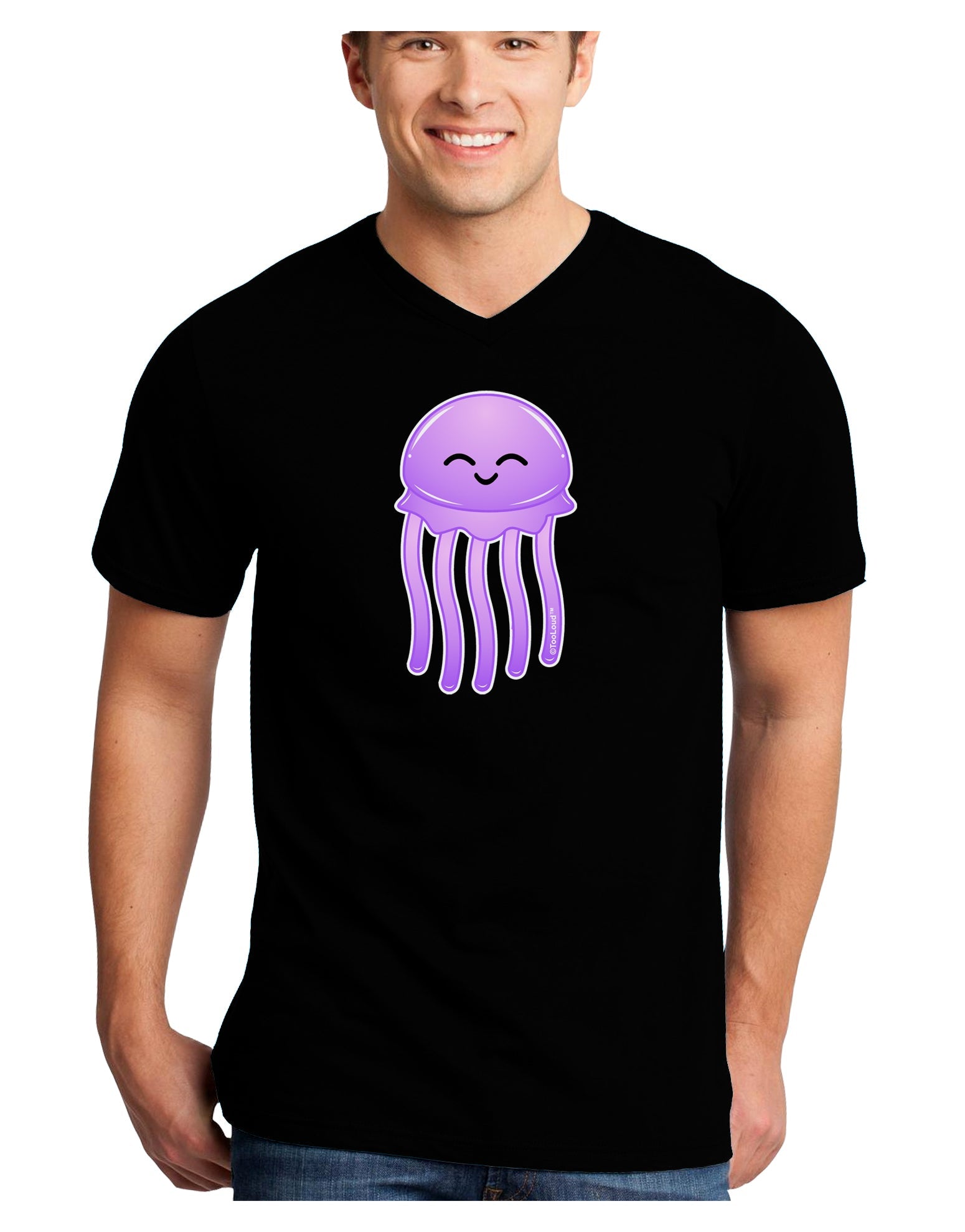Cute Jellyfish Adult Dark V-Neck T-Shirt by TooLoud-Mens V-Neck T-Shirt-TooLoud-Black-Small-Davson Sales