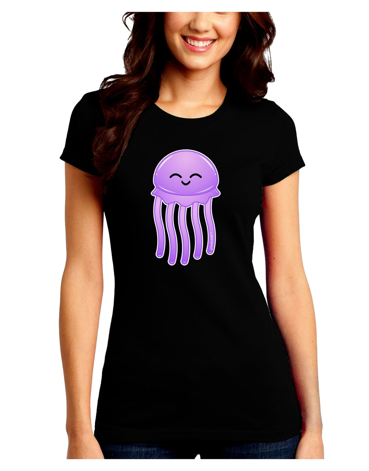 Cute Jellyfish Juniors Crew Dark T-Shirt by TooLoud-T-Shirts Juniors Tops-TooLoud-Black-Juniors Fitted Small-Davson Sales
