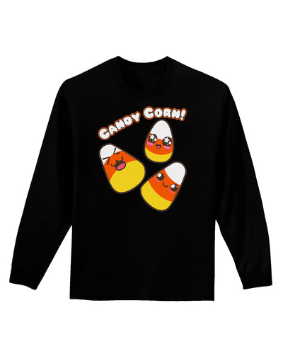 Cute Kawaii Candy Corn Halloween Adult Long Sleeve Dark T-Shirt-TooLoud-Black-Small-Davson Sales