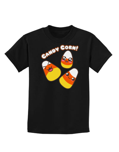 Cute Kawaii Candy Corn Halloween Childrens Dark T-Shirt-Childrens T-Shirt-TooLoud-Black-X-Small-Davson Sales