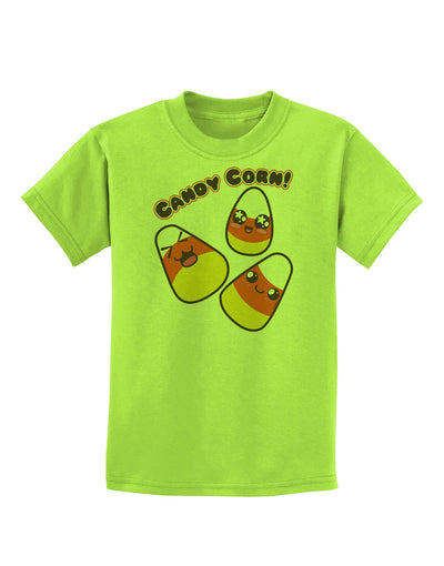 Cute Kawaii Candy Corn Halloween Childrens T-Shirt-Childrens T-Shirt-TooLoud-Lime-Green-X-Small-Davson Sales