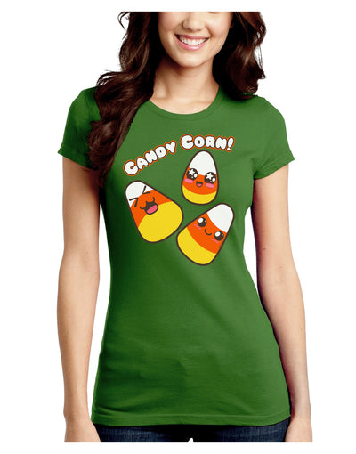 Cute Kawaii Candy Corn Halloween Juniors Crew Dark T-Shirt-T-Shirts Juniors Tops-TooLoud-Kiwi-Green-Juniors Fitted Small-Davson Sales