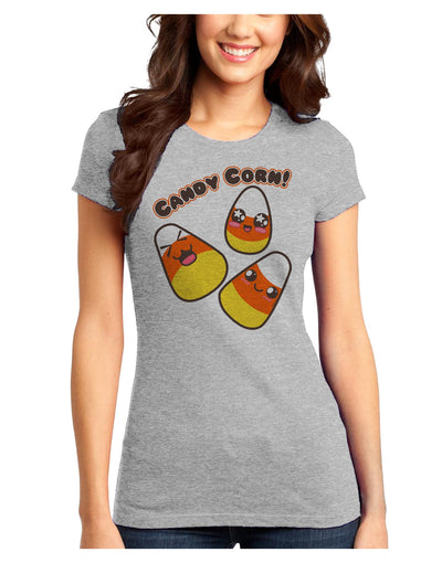 Cute Kawaii Candy Corn Halloween Juniors T-Shirt-Womens Juniors T-Shirt-TooLoud-Ash-Gray-Juniors Fitted XS-Davson Sales