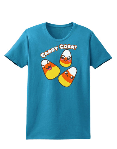 Cute Kawaii Candy Corn Halloween Womens Dark T-Shirt-TooLoud-Turquoise-X-Small-Davson Sales