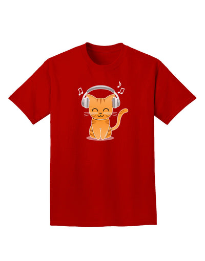 Cute Kitty With Headphones Adult Dark T-Shirt-Mens T-Shirt-TooLoud-Red-Small-Davson Sales