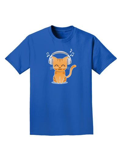 Cute Kitty With Headphones Adult Dark T-Shirt-Mens T-Shirt-TooLoud-Royal-Blue-Small-Davson Sales