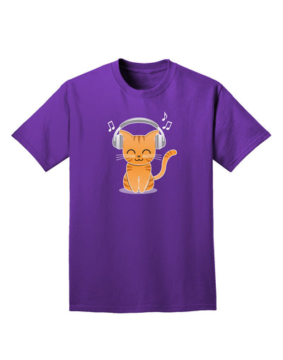 Cute Kitty With Headphones Adult Dark T-Shirt-Mens T-Shirt-TooLoud-Purple-Small-Davson Sales