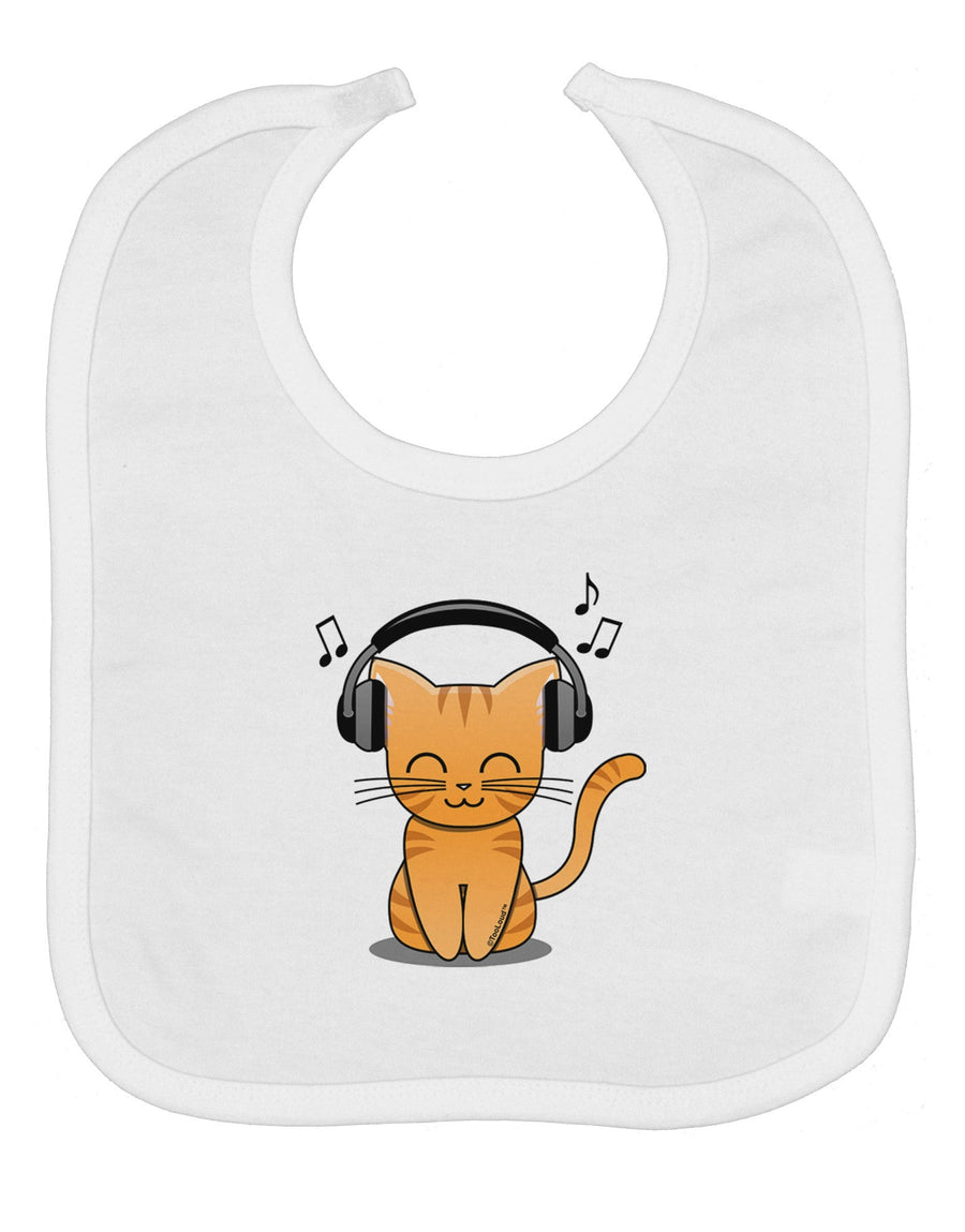 Cute Kitty With Headphones Baby Bib