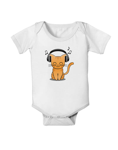 Cute Kitty With Headphones Baby Romper Bodysuit-Baby Romper-TooLoud-White-06-Months-Davson Sales