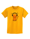 Cute Kitty With Headphones Childrens T-Shirt-Childrens T-Shirt-TooLoud-Gold-X-Small-Davson Sales